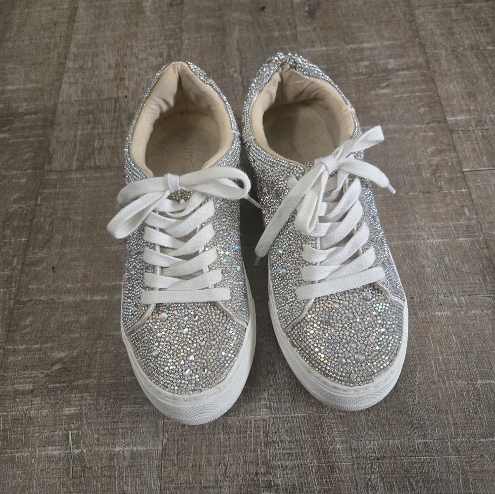 Betsey Johnson sequined Sneakers with White Laces